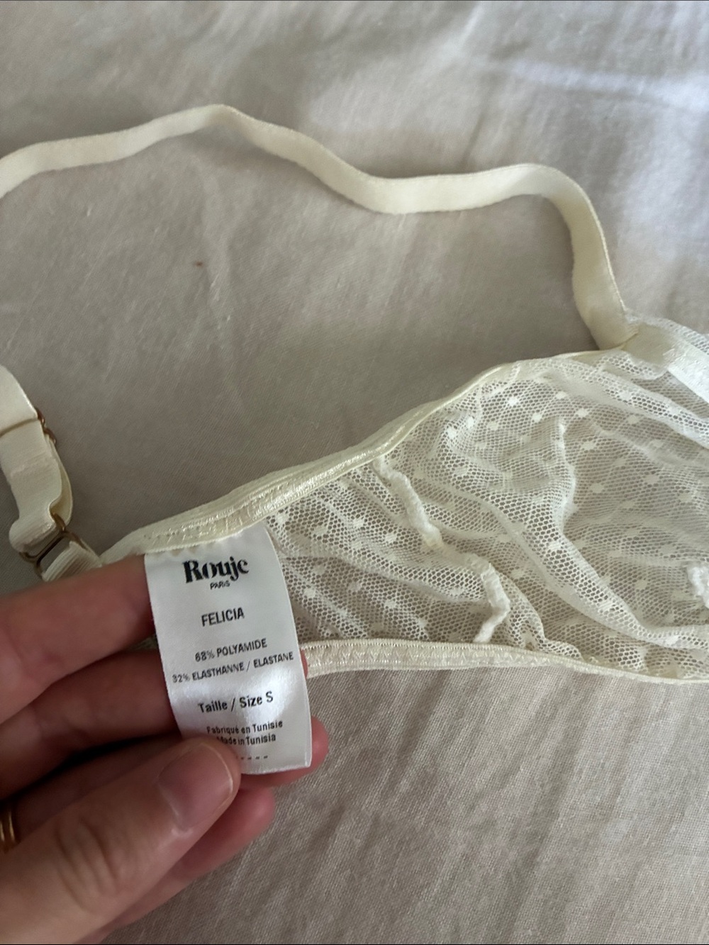 Rouje Sheer Swiss Dot Bralette in Cream - Picture 4 of 6